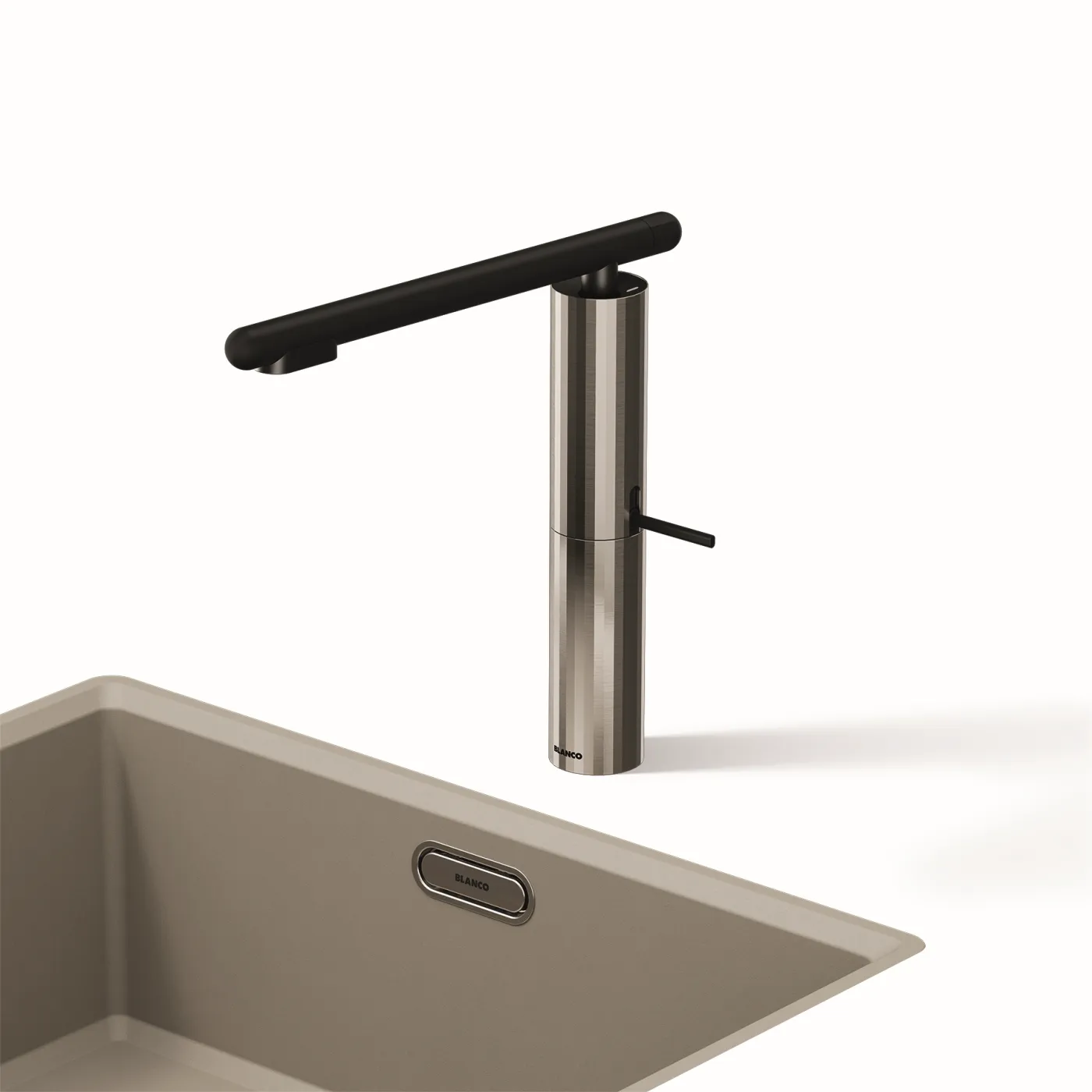 BLANCO VION Spüle aus Velgranit in Sahara Sand mit LAVIN Armatur in Satin Platinum